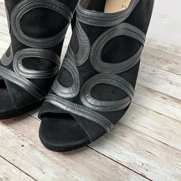 Via Spiga SIZE 10 Black Suede Platform 5” Heels Leather Booties - Picture 2 of 12